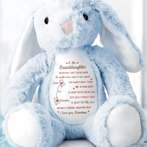 To My Granddaughter, Never Feel That You're Alone, Stuffed Bunny and Heart - Personalized Stuffed Bunny - GDT283_BUN