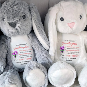 To My Precious Granddaughter, Remember Who You Are, Bunny and Flowers - Personalized Stuffed Bunny - GDT284_BUN