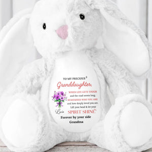To My Precious Granddaughter, Remember Who You Are, Bunny and Flowers - Personalized Stuffed Bunny - GDT284_BUN