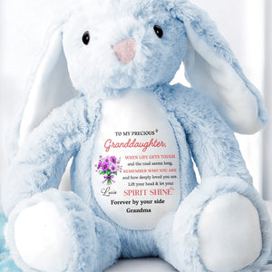To My Precious Granddaughter, Remember Who You Are, Bunny and Flowers - Personalized Stuffed Bunny - GDT284_BUN