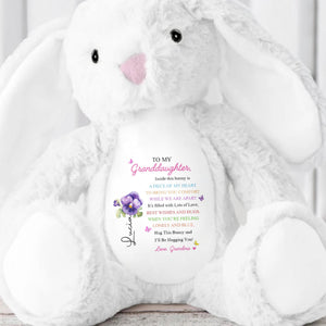 TO MY Granddaughter, Hug This Bunny And I'll Be Hugging You, Bunny And Flowers - Personalized Stuffed Bunny - GDT286_BUN