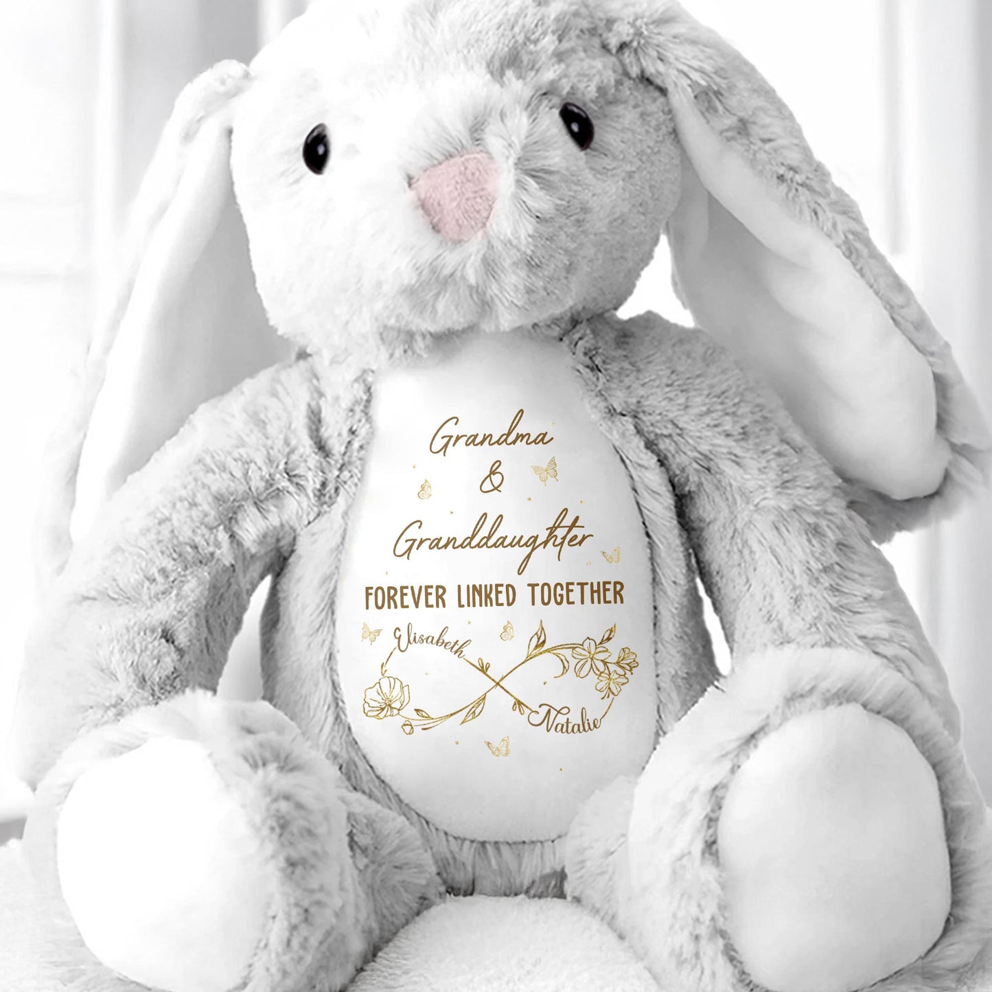 Grandma & Granddaughter Forever Linked Together, Bunny - Personalized Stuffed Bunny - GDT288_BUN