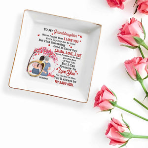 Never Forget That I Love You, Cherry Blossoms Heart Design - Personalized Custom Jewelry Dish, Square Ceramic Dish - GDT312_SCRD