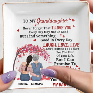 Never Forget That I Love You, Cherry Blossoms Heart Design - Personalized Custom Jewelry Dish, Square Ceramic Dish - GDT312_SCRD