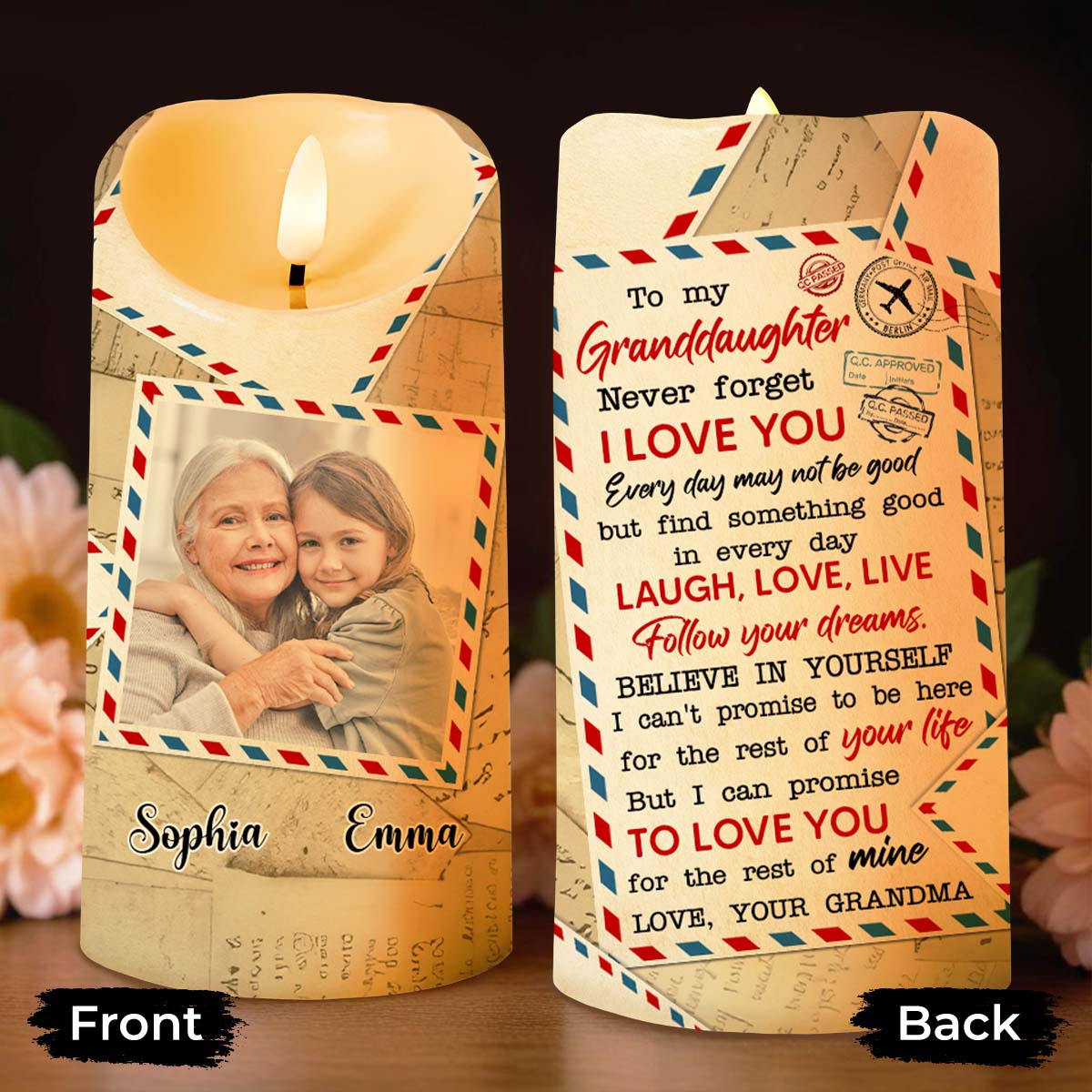 To My Granddaughter Follow Your Dreams Letter Love Promise - Personalized Custom LED Candle - GDT321_LECA
