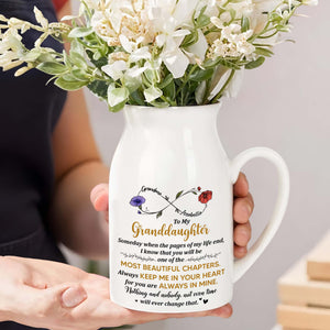 To My Granddaughter Always Keep Me In Your Heart - Personalized Ceramic Flower Vase