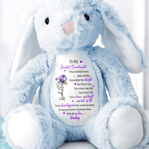 To My Beautiful Granddaughter, Hearts And Flowers - Personalized Stuffed Bunny - GDT345_BUN
