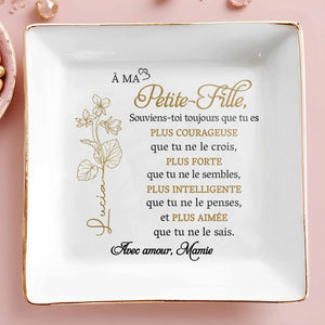 Always Remember You Are Braver, Stronger, Smarter, Flower Design - Personalized Custom Jewelry Dish, Square Ceramic Dish - GDT347_SCRD