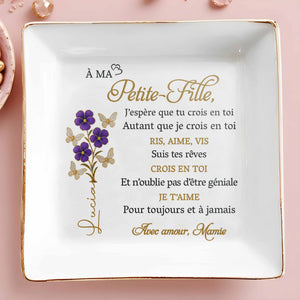 Believe In Yourself As I Believe In You With Flowers - Personalized Custom Jewelry Dish, Square Ceramic Dish - GDT348_SCRD
