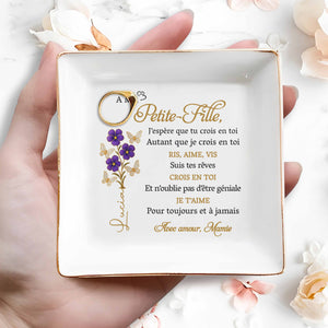 Believe In Yourself As I Believe In You With Flowers - Personalized Custom Jewelry Dish, Square Ceramic Dish - GDT348_SCRD