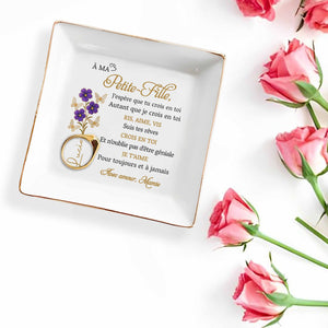Believe In Yourself As I Believe In You With Flowers - Personalized Custom Jewelry Dish, Square Ceramic Dish - GDT348_SCRD