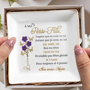 Believe In Yourself As I Believe In You With Flowers - Personalized Custom Jewelry Dish, Square Ceramic Dish - GDT348_SCRD