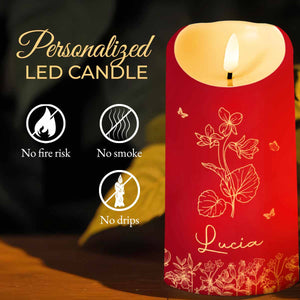 Straighten Your Crown Granddaughter, Flowers And Butterflies - Personalized Custom LED Candle - GDT372_LECA