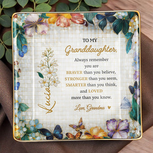 Always Remember You Are Braver Than You Believe - Personalized Custom Jewelry Dish, Ceramic Dish, Square Shape - GDT381_SCRF