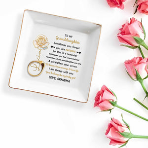 Sometimes You Forget You Are Awesome, Rose Reminder For Granddaughter - Personalized Custom Jewelry Dish, Square Ceramic Dish - GDT385_SCRD