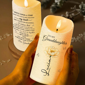 To My Granddaughter, Once Upon A Time, Flower And Butterfly - Personalized Custom LED Candle - GDT389_LECA