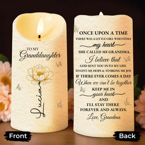 To My Granddaughter, Once Upon A Time, Flower And Butterfly - Personalized Custom LED Candle - GDT389_LECA