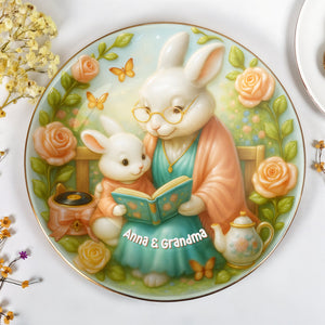 A Sweet Moment Between Grandma And Grandchild Reading - Personalized Custom Jewelry Dish, Ceramic Dish, Round Shape - GDT391_RCRF