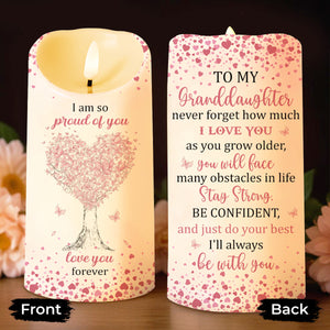 To My Granddaughter, Proud and Loving Message - Personalized Custom LED Candle - GDT399_LECA