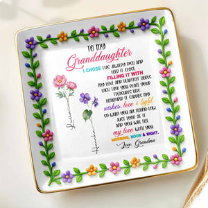 To My Granddaughter, Love & Light Ceramic Square Dish - Personalized Custom Jewelry Dish, Ceramic Dish, Square Shape - GDT400_SCRF