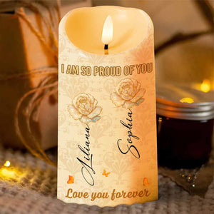 Proud Of You, Roses And Butterflies - Personalized Custom LED Candle - GDT409_LECA