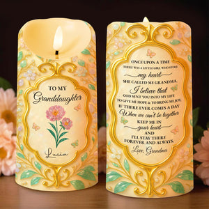 To My Granddaughter, Love Always, Flowers And Leaves Design - Personalized Custom LED Candle - GDT416_LECA