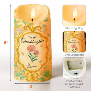 To My Granddaughter, Love Always, Flowers And Leaves Design - Personalized Custom LED Candle - GDT416_LECA