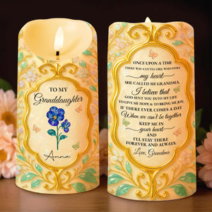 To My Granddaughter, Love Always, Flowers And Leaves Design - Personalized Custom LED Candle - GDT416_LECA