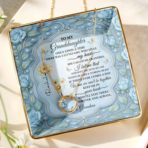 To My Granddaughter, Once Upon A Time, With Roses And Butterflies - Personalized Custom Jewelry Dish, Ceramic Dish, Square Shape - GDT417_SCRF