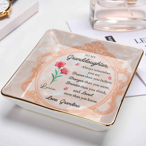 Always Remember You Are Braver, Smarter, Loved - Personalized Custom Jewelry Dish, Ceramic Dish, Square Shape - GDT419_SCRF