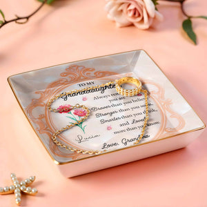 Always Remember You Are Braver, Smarter, Loved - Personalized Custom Jewelry Dish, Ceramic Dish, Square Shape - GDT419_SCRF