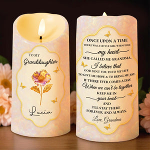 Once Upon A Time, Little Girl Stole My Heart, Flower and Butterfly Design - Personalized Custom LED Candle - GDT432_LECA