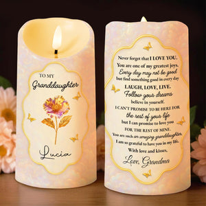 To My Granddaughter, Believe In Yourself, Flower And Butterflies - Personalized Custom LED Candle - GDT443_LECA
