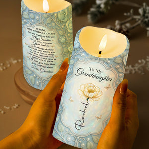 To My Granddaughter, Flower and Hearts Design - Personalized Custom LED Candle - GDT444_LECA