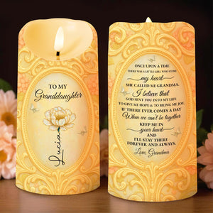 To My Granddaughter, A Keepsake Candle With Flower And Butterfly - Personalized Custom LED Candle - GDT446_LECA