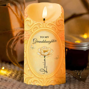 To My Granddaughter, A Keepsake Candle With Flower And Butterfly - Personalized Custom LED Candle - GDT446_LECA