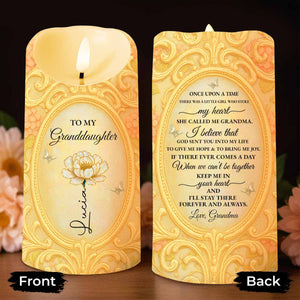 To My Granddaughter, A Keepsake Candle With Flower And Butterfly - Personalized Custom LED Candle - GDT446_LECA