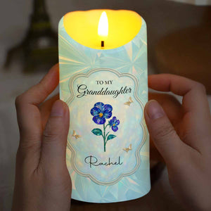 To My Granddaughter, Love From Grandma, Flowers And Butterfly - Personalized Custom LED Candle - GDT478_LECA