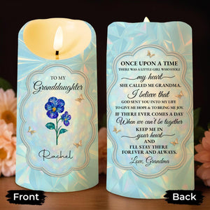 To My Granddaughter, Love From Grandma, Flowers And Butterfly - Personalized Custom LED Candle - GDT478_LECA