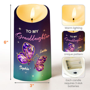 To My Granddaughter, Butterflies And Stars - Personalized Custom LED Candle - GDT484_LECA