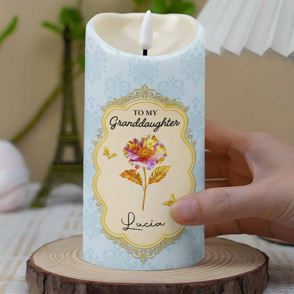 To My Granddaughter, Once Upon A Time, Flowers - Personalized Custom LED Candle - GDT486_LECA