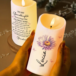 To My Granddaughter Love Message With Flower And Butterfly - Personalized Custom LED Candle - GDT491_LECA