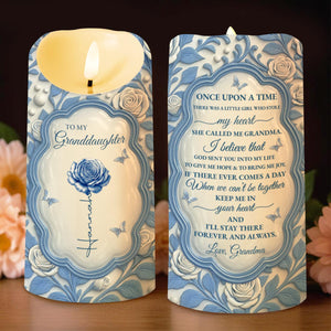 To My Granddaughter, Love From Grandma, Rose And Butterfly - Personalized Custom LED Candle - GDT500_LECA