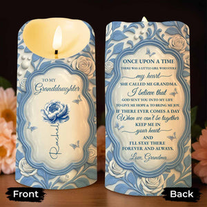 To My Granddaughter, Love From Grandma, Rose And Butterfly - Personalized Custom LED Candle - GDT500_LECA