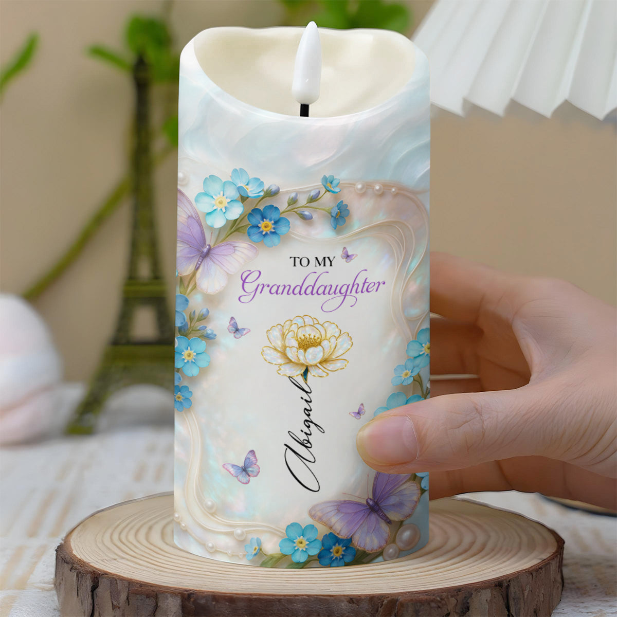 To My Granddaughter, Strength, Adventure And Love - Personalized Custom LED Candle - GDT501_LECA