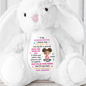 To My Granddaughter, Keep Me In Your Heart, Heart And Stars - Personalized Stuffed Bunny - GDT503_BUN