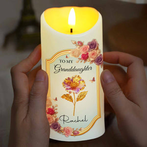 To My Granddaughter, Once Upon A Time, Flowers And Love - Personalized Custom LED Candle - GDT503_LECA