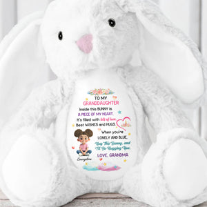 Hug This Bunny And I'll Be Hugging You, Flowers And Hearts - Personalized Stuffed Bunny - GDT504_BUN