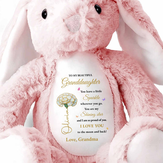 To My Beautiful Granddaughter, Sparkle And Shine With Love - Personalized Stuffed Bunny - GDT507_BUN