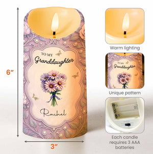 To My Granddaughter, Love Grandma, Flowers And Crown - Personalized Custom LED Candle - GDT518_LECA